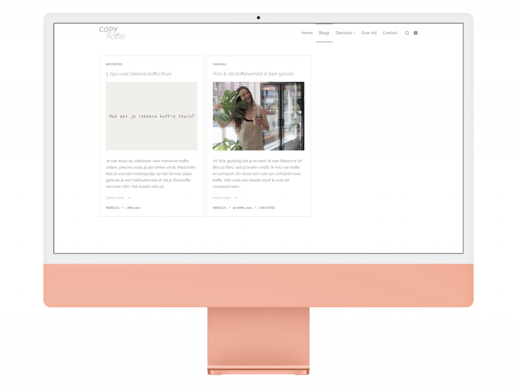 Copy Koffie Blogs page iMac Mockup