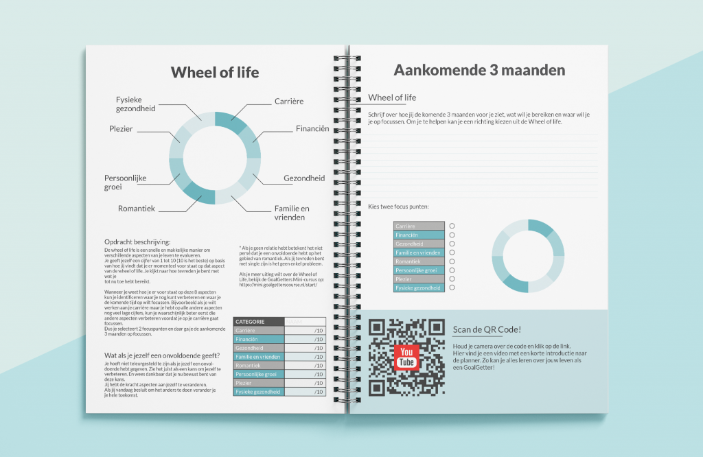 GoalGetters High Efficiency Planner Design on the inside. Image made for digital ad.